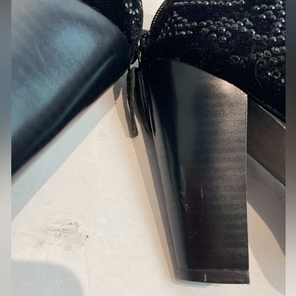 Zara Black Sequin Velvet Ankle Zip-Up Boots Size 39 / 8.5 - Picture 11 of 13